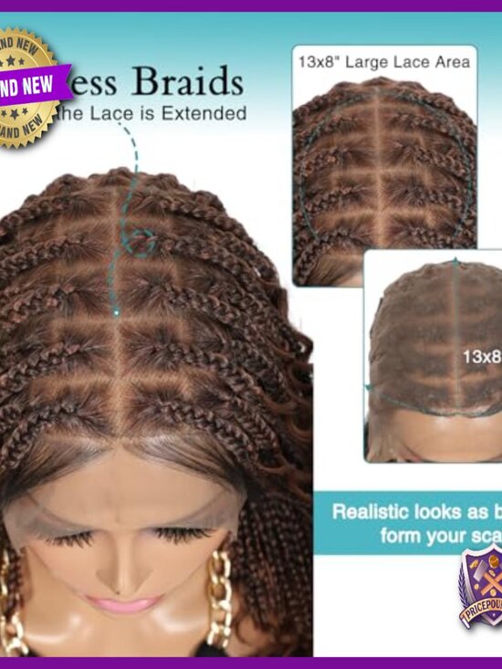 12in Bohemian Curly Box Braid Wig with HD Lace Front & Baby Hair